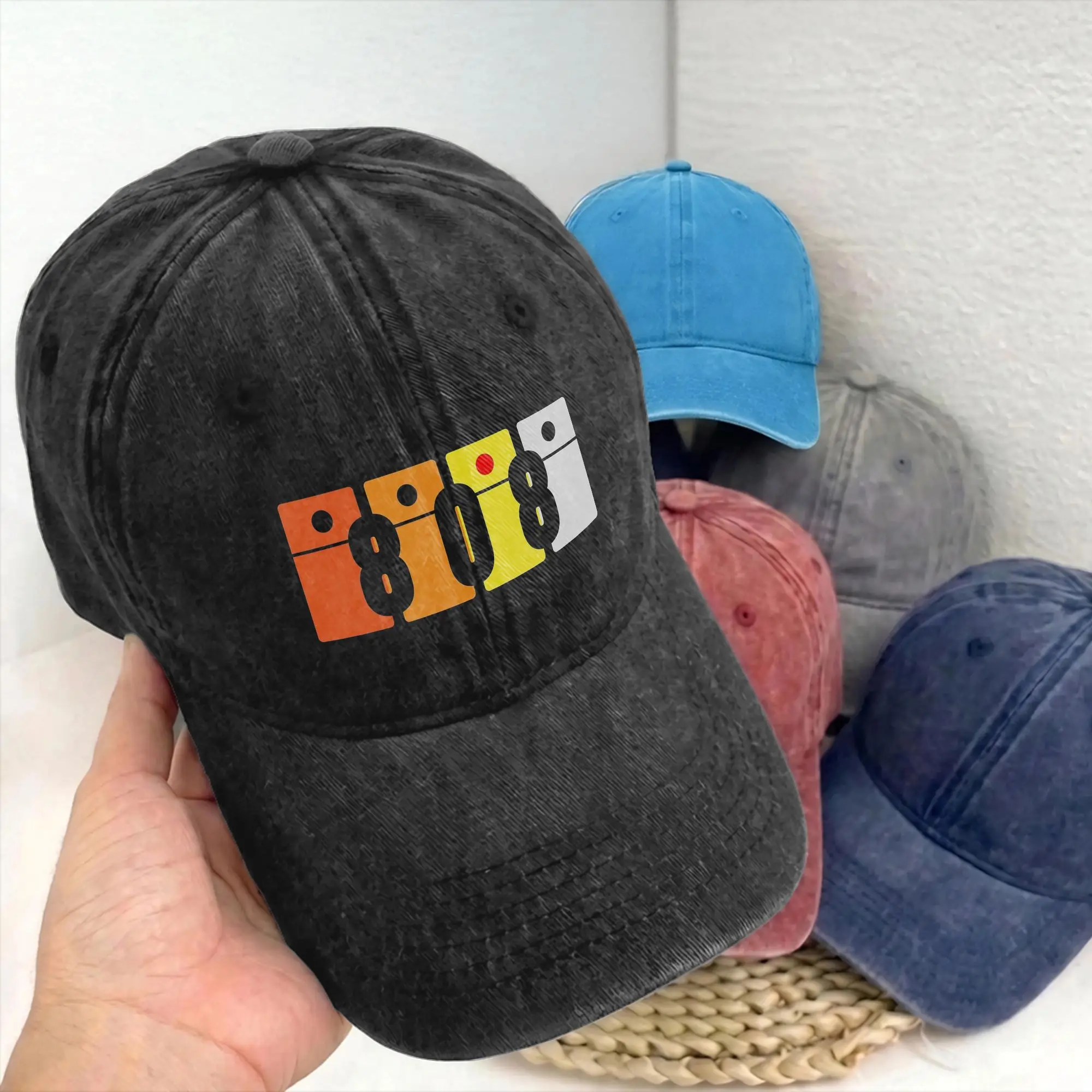 808 Classic Music Electronic Drum Machine Unisex Unstructured Baseball Caps 80s Distressed Denim Hats Casual Workouts Headwear