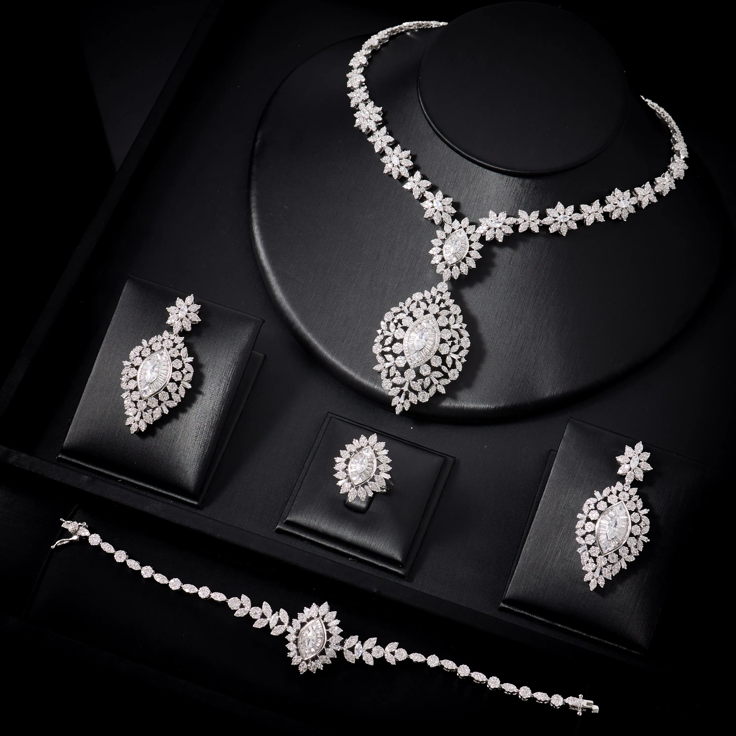 015971 Bridal Zircona Jewelry Set for Women Wedding Party Cubic Zircon Necklace Sets Bridal Dress Suits Jewellery Accessory