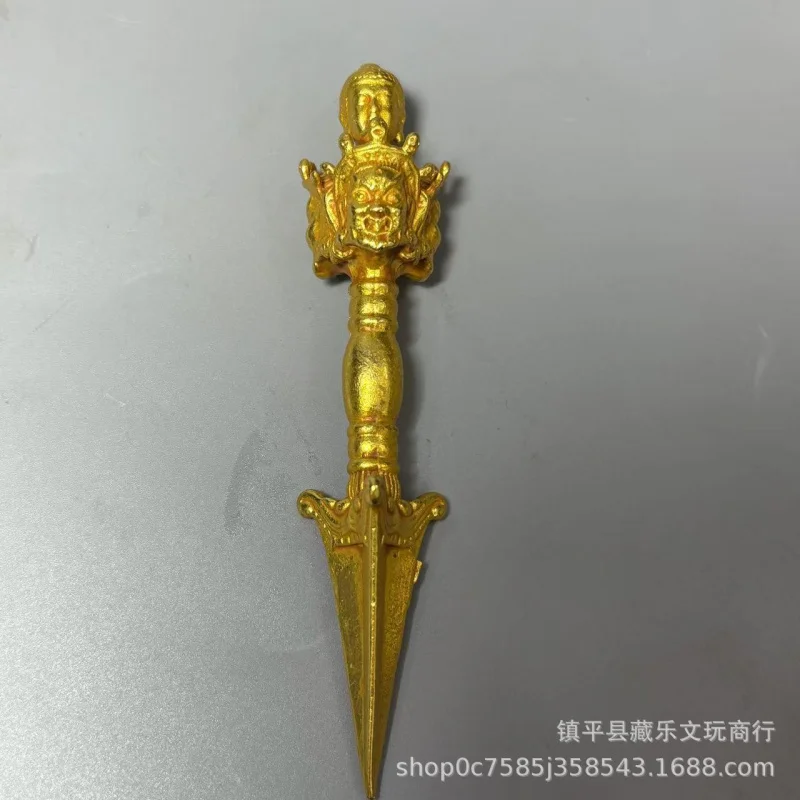 Antique and Miscellaneous Collectibles: Angry Lotus Master's Vajra, Tantric Ritual Instrument, Demon-Subducing Pestle, Gilt-Plat
