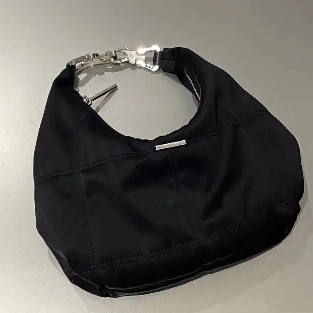 Bolsa de Ombro Hobo Estilo Coreano, Bolsa Preta para Viagem, Cor Sólida, Bolinho, Design de Moda, Ins