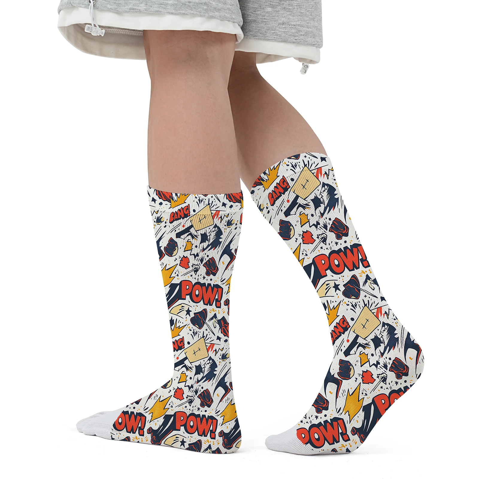 1 Double BANG! POW! Printed personality mid-tube sports fashion five-finger socks elastic elastic for birthday parties