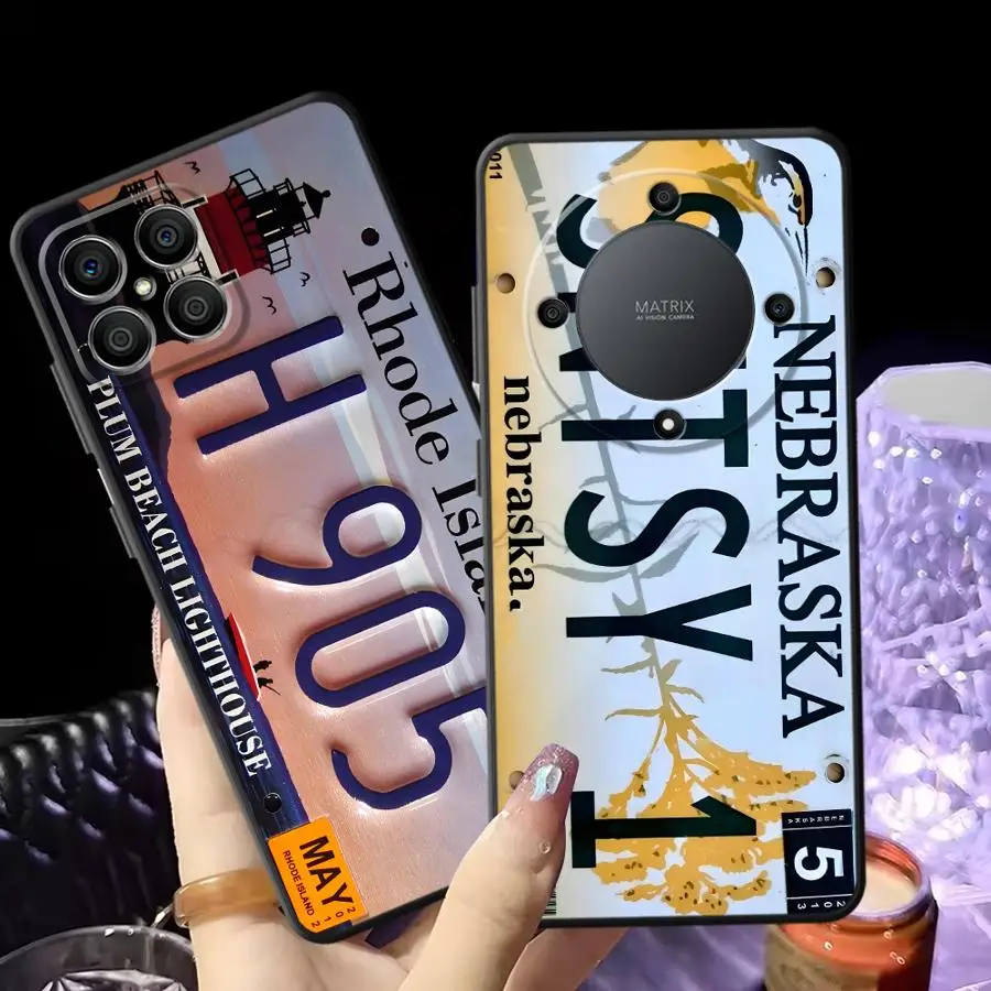 Case for Huawei P30 P20 Pro P Smart 2019 P20 P40 Lite P20 Lite 2018 Funda Phone Cover Vintage License Plate Art