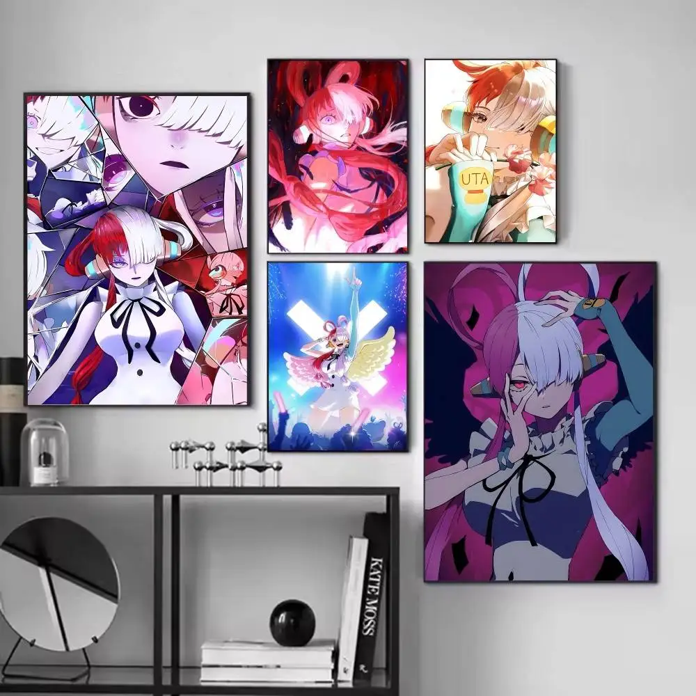 Anime Character O-One Piece Uta posters Self-adhesive Paper Print Home Living Room Bedroom Entrance Bar Cafe Art view 2
