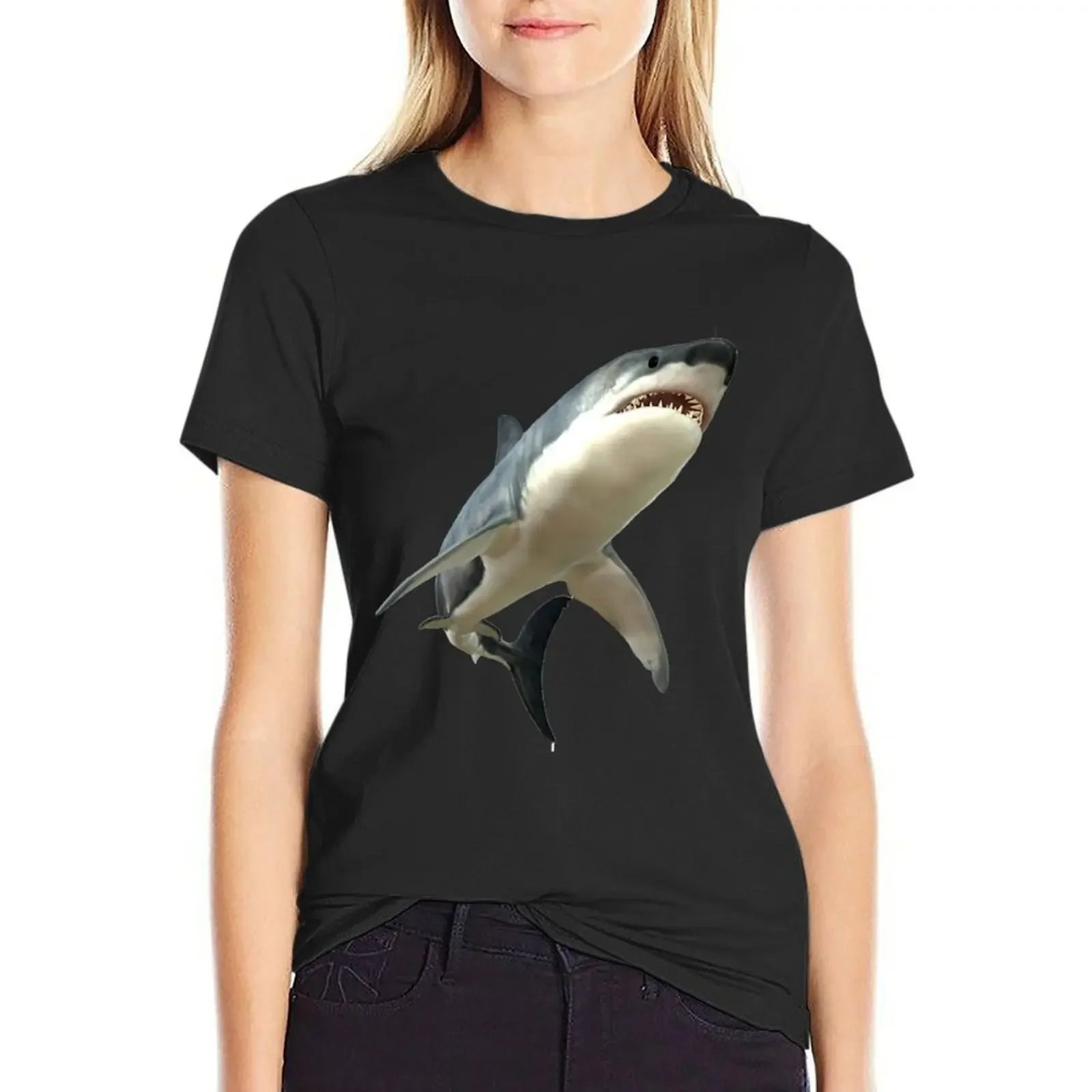 

Shark 3D Design T-Shirt funnys sports fans summer tops T-shirts for Women
