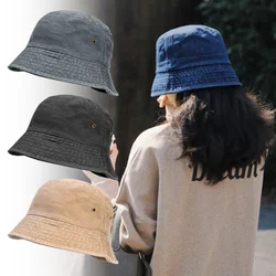 Harajuku Washed Denim Cotton Bucket Hats Designer Unisex Streetwear Fisherman Hats for Women Hip Hop Unisex Caps Bonnet Gorra