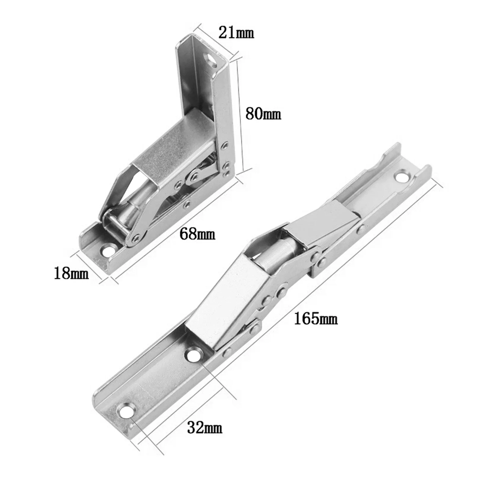 4pcs 90 Degree Self-Locking Folding Hinges w/screws Easy Install Hole-free Shelf/Door/Table Hidden Brackets Steel Furniture Part