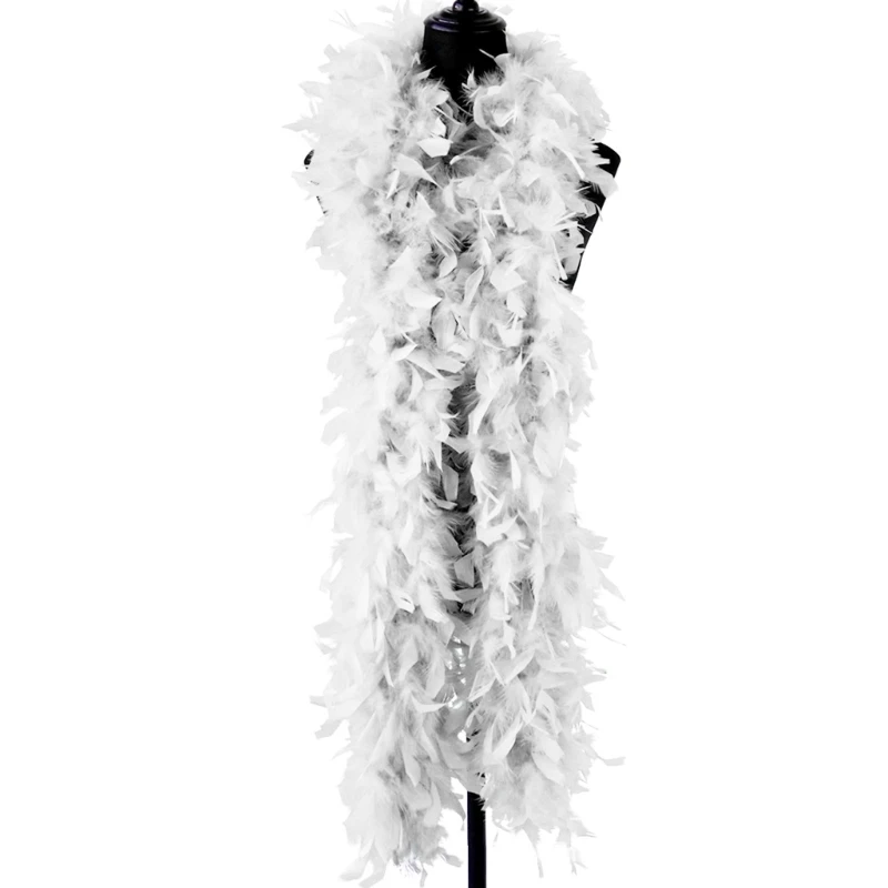 Thicken Plush Turkey Feather Boa Soft Full Feather Trim Stripe for Wedding Party Costume Stage Dancing Diy Decorations