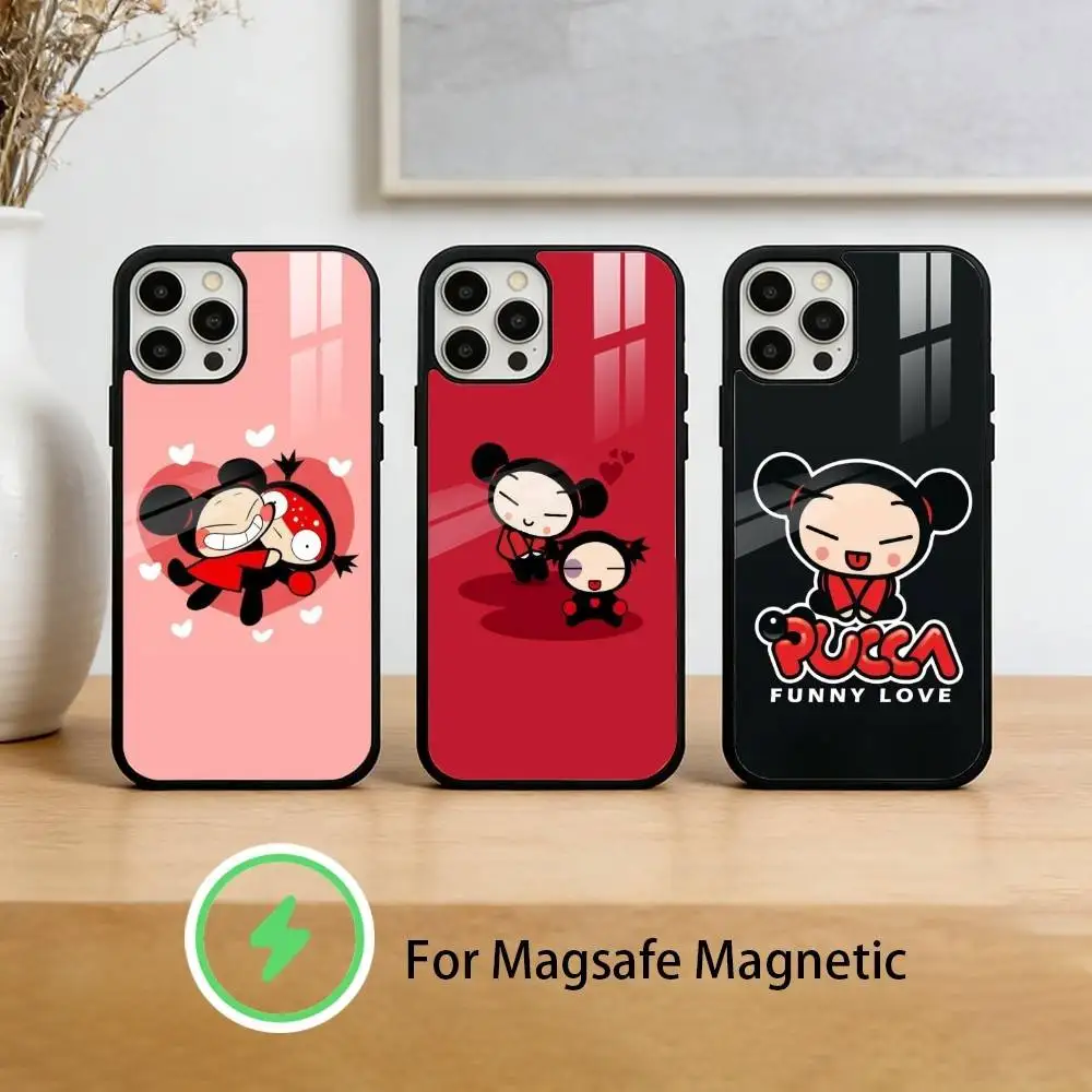

Cute Cartoon Pucca Garu Phone Case For iPhone 17/16/15/14/13/12/Plus/Pro/Max for Magnetic Wireless Charging