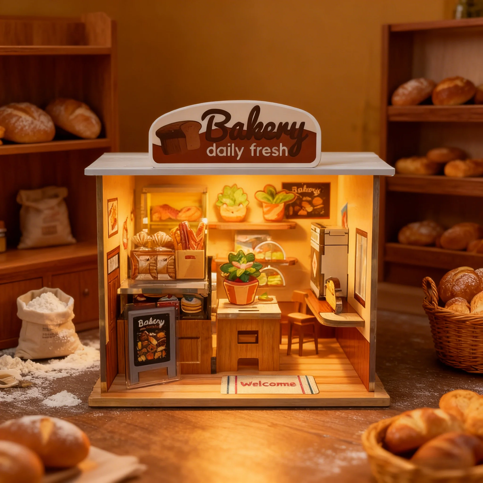 이것은 모델 베이커리 조립 키트이며, 우아한 3D DIY 퍼즐로 생일, 크리스마스 또는 기념일 선물로 완벽합니다.