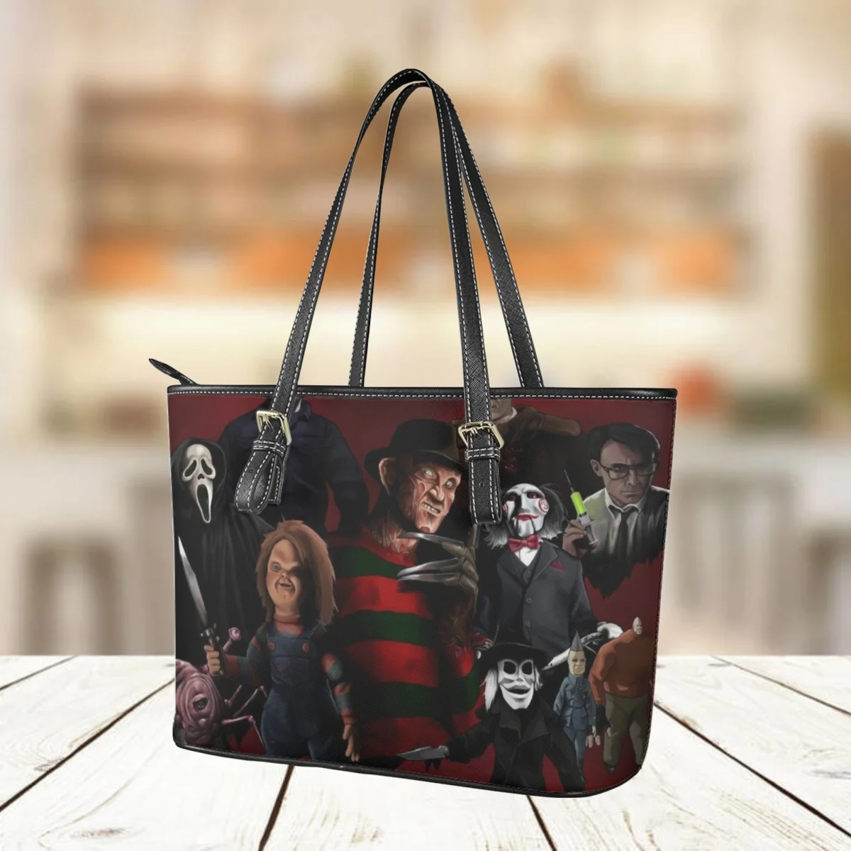 Luxury Handbag Horror Friends Design Top Handle Woemn Shoulder Bag PU Leather High Quality Party Clutch Female Carteras Mujer