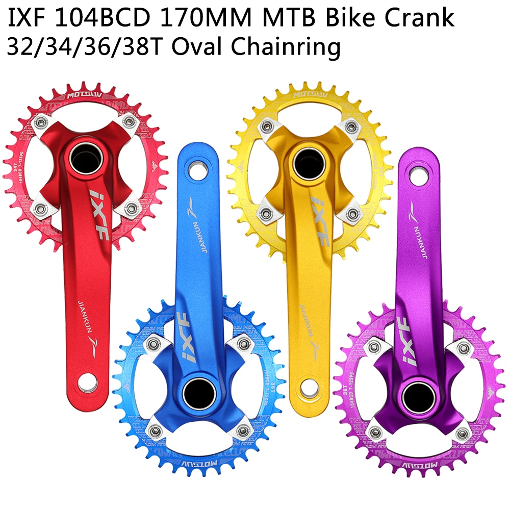 IXF MTB Bike Crank Integrated Crankset Hollowtech 104BCD 170MM Crank Mountain Bike 32/34/36/38T Oval Chainwheel