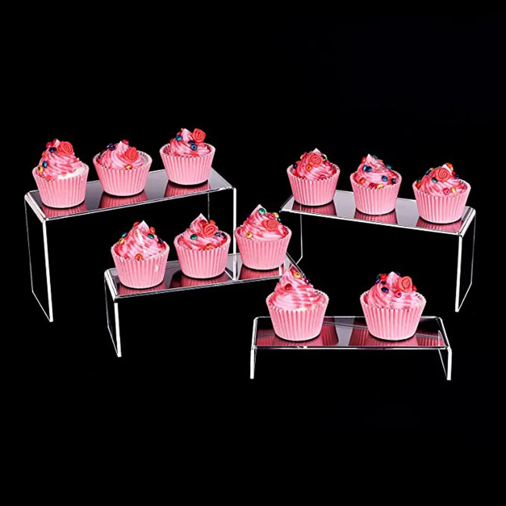 5 Pcs Acrylic Display Stand Clear Cologne Organizer Acrylic Shelves For Figures Toy Cupcake Food Dessert Perfume Display Stands