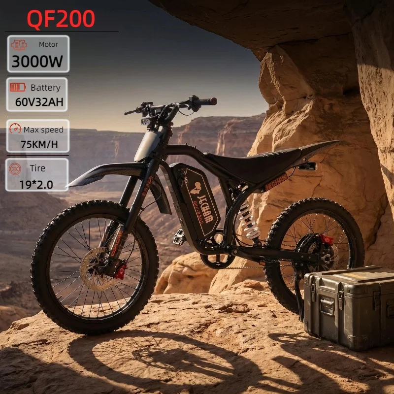 QF200 E-bike 3000W Motor 60V32AH Battery Adult Fast Off-Road Mountain Electric Bike Hydraulic Brake All-Terrain Electric Bicycle image 3
