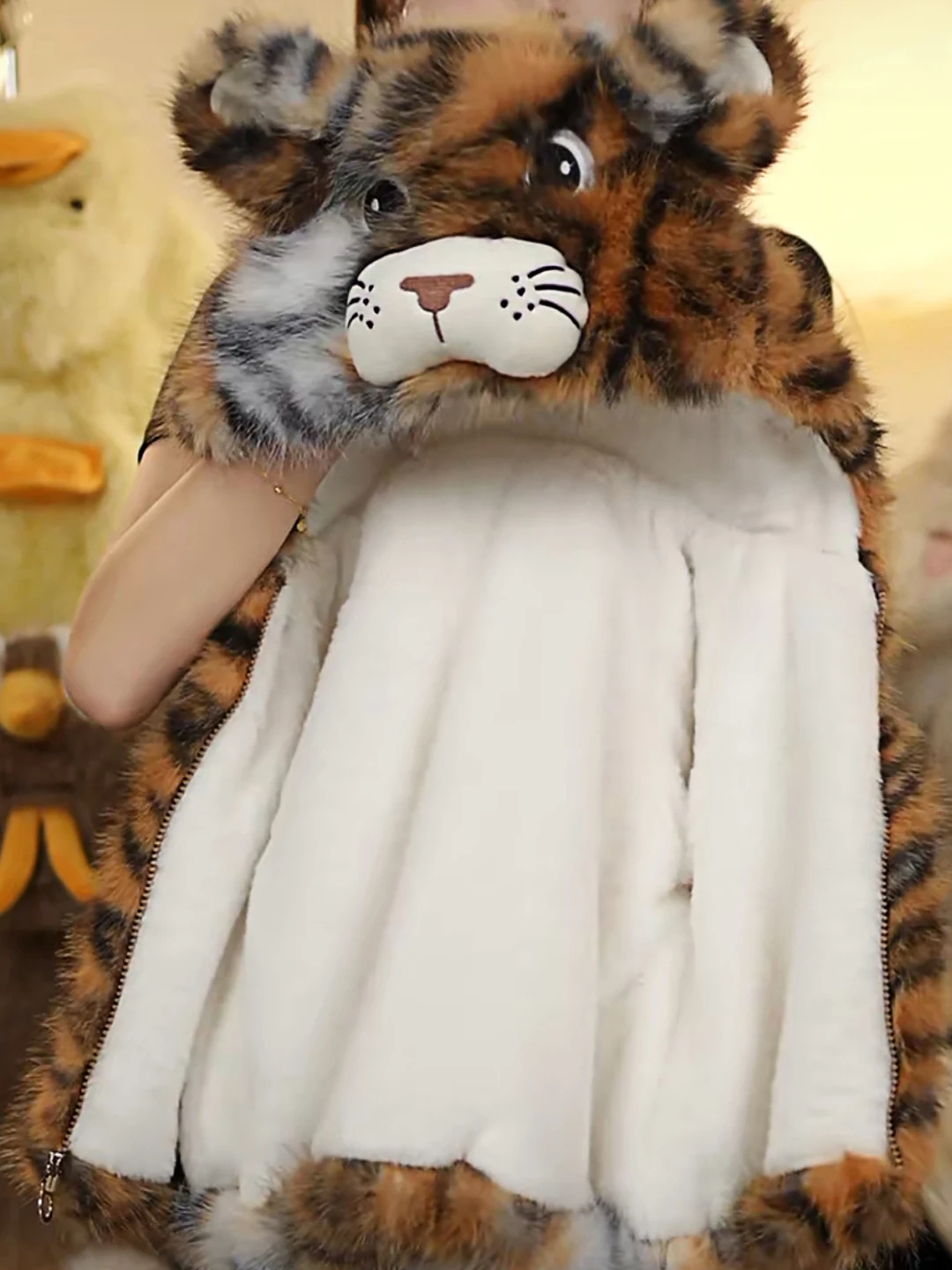 Thiened 아동용 모피 코트 가을 겨울 새로운 패션 다용도 상의 중대형 아동용 트렌디한 작은 호랑이 자켓