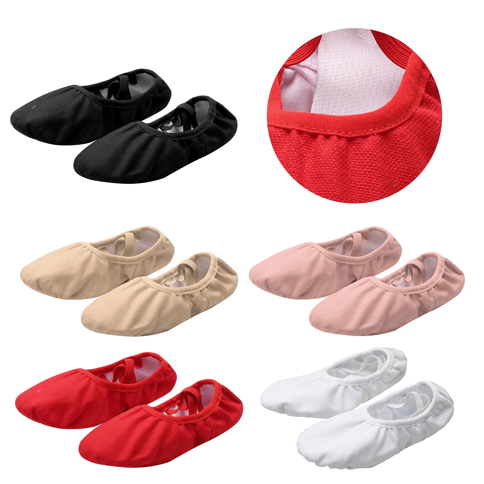 Girls Ballet Dance Shoes Ballerina Dancing Training Performance Flats Cross Elastic Band Solid Color Split Sole Slippers Shoes