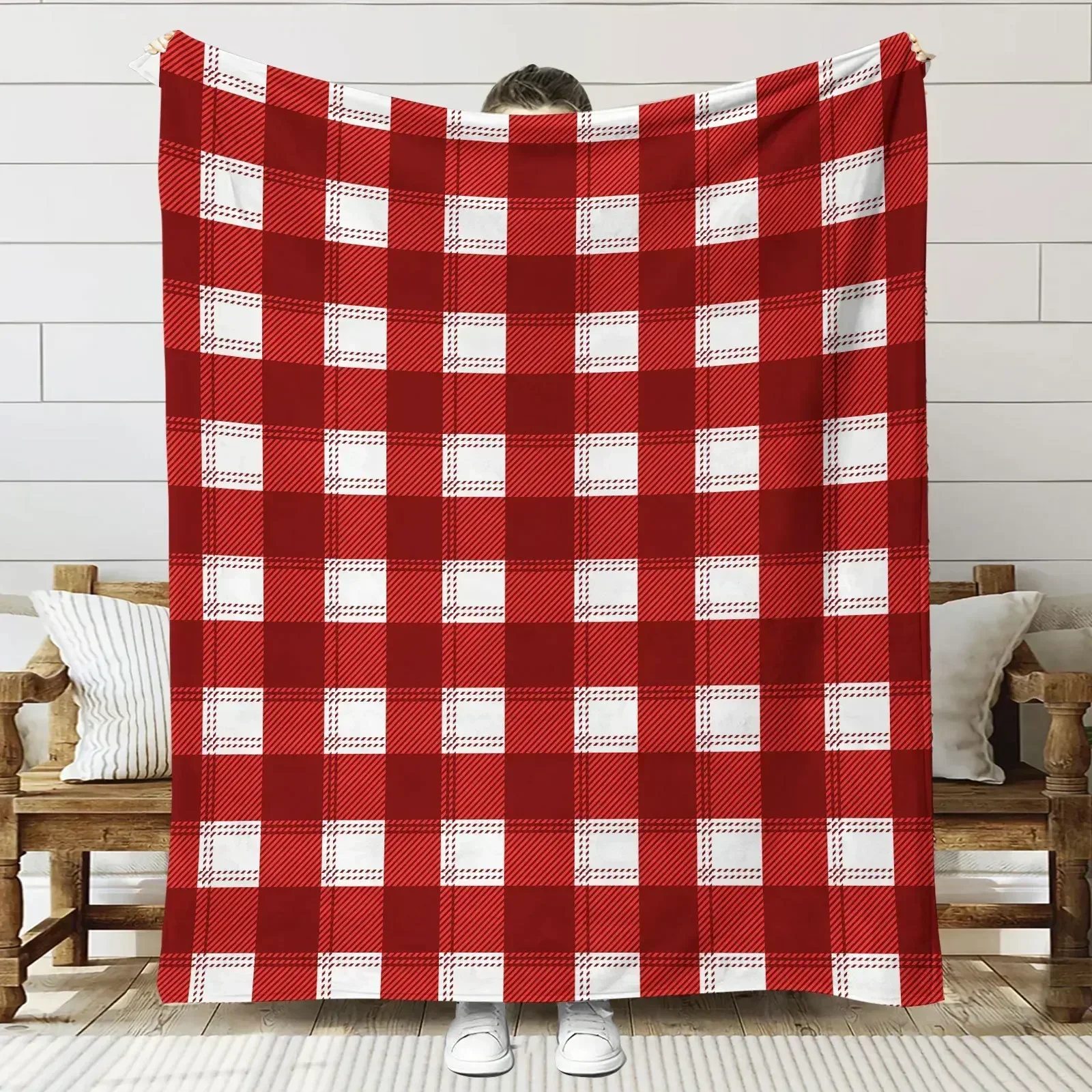 Printed Flannel Blanket Air Conditioning , Sofa Gift Christmas Style Travel Office Lunch Break   Throw