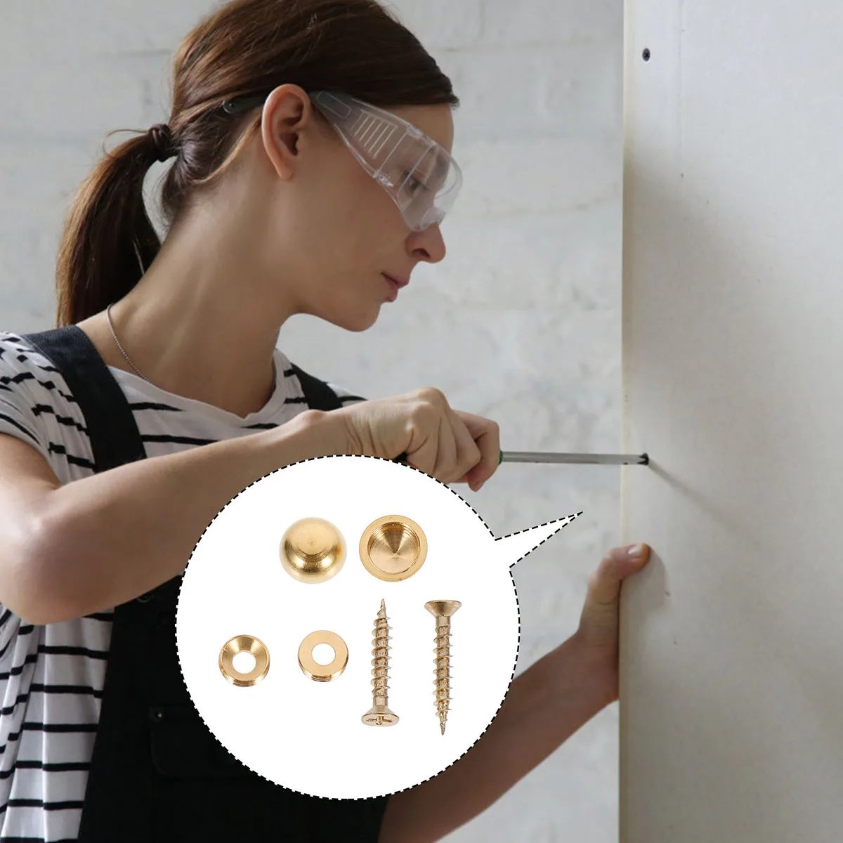 

16pcs Thickened Copper Screw Nail For Glass Mirror Wood Board Furniture Flat Head Self-Tapping Screws Woodworking Fasteners