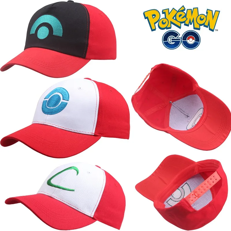 Pokemon Monster Anime Kids Baseball Cap Ash Ketchum Classic Same Colour Girls Boys Sun Hat Adjustable Travel Casual Hat Gift