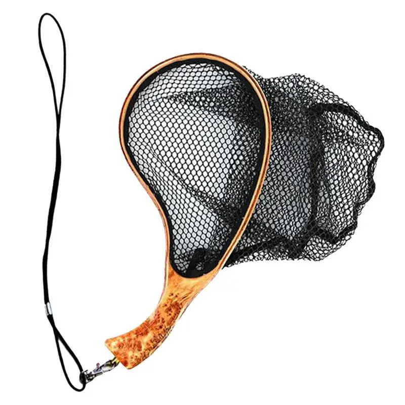 

Fishing Landing Net Angler Tool Trout Net Wooden Handle Fish Landing Net Fishpond Net Fishing Gear Bass Net Fish-Safe Catch &