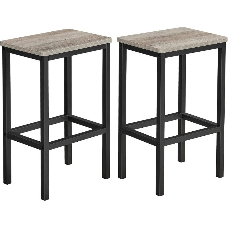 Bar Stools, 1 Set of 2 Bar Chairs, Kitchen Breakfast Bar Stools with Footstool, Industrial Living Room, Party Room