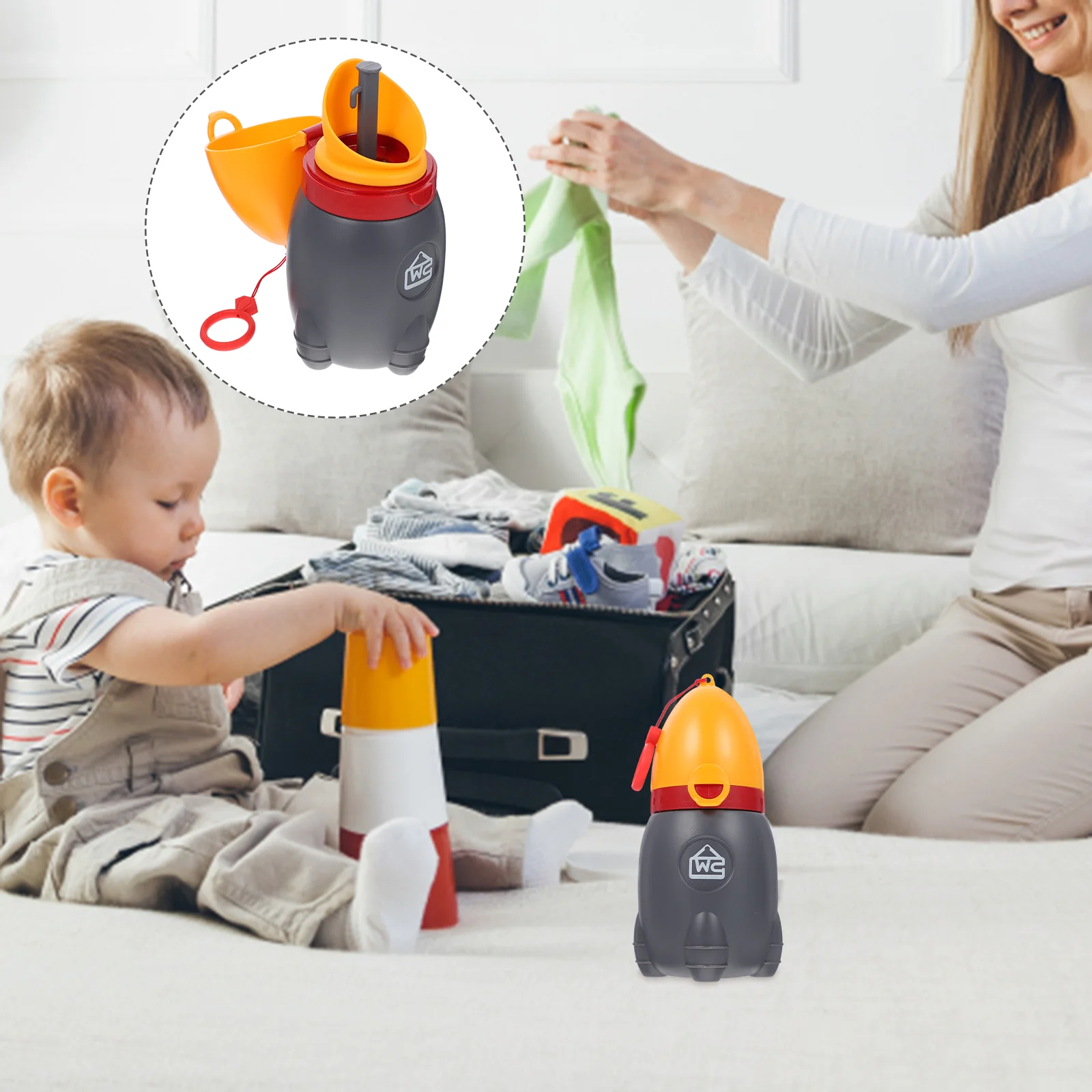 Orinal portátil para coche, orinal de viaje para niños, inodoro de emergencia, taza para orinar, Gel de sílice