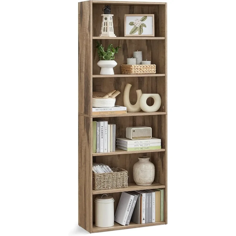 

Bookshelf, 23.6 Inches Wide, 6-Tier Open Bookcase with Adjustable Storage Shelves, Floor Standing Unit, Camel Brown ULBC166X01