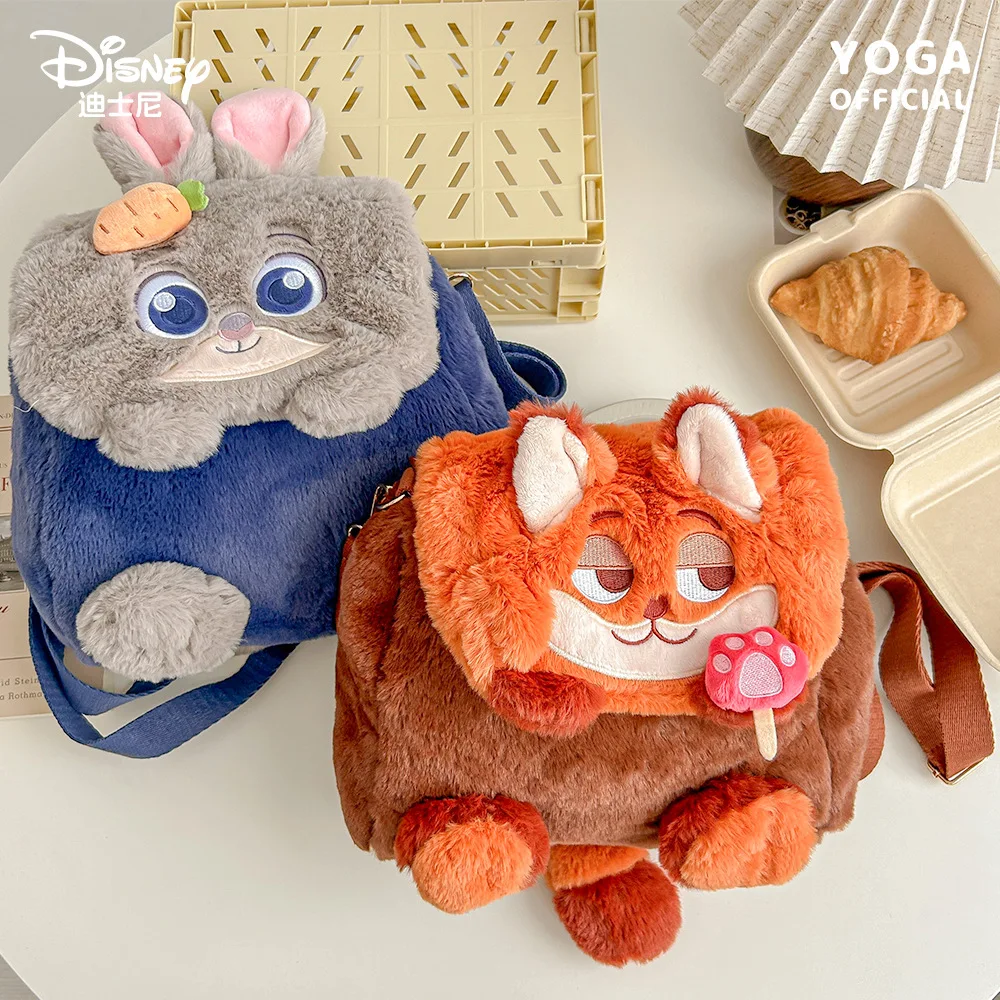 Genuine Disney Zootopia Plush Crossbody Bag Cute Judy Hopps Nick Wilde Rabbit Fox Shoulder Bag for Girls Teens Daily School Gift