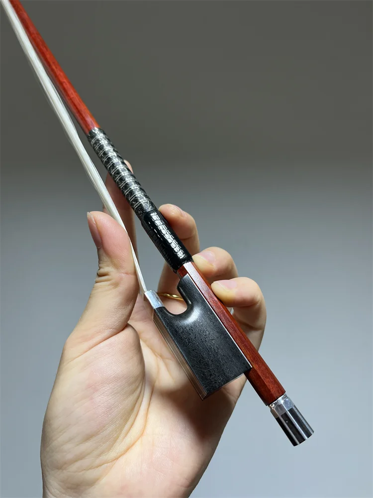 Actual Photo 60.1g Fantastic Quality Pernam buco Wood Violin Bow 4/4 Size/Mongolia Horse Hair/Silver Mount/Pearls Inlay Frog