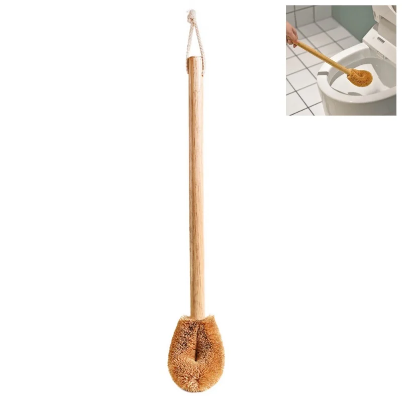 

F9 Bathroom No Dead Spots Toilet Brush Soft Bristles Wooden Toilet Brush Natural Coconut Toilet Cleaning Brush Bathroom Brush