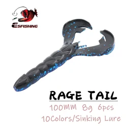 ESFISHING New Craw Rage Tail 10cm 8g Soft Silicone Bait  Bass Pike Wobblers Isca Artificial Fishing Lure Tackle
