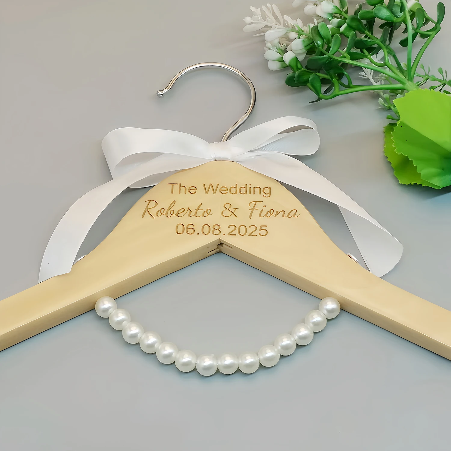 

Personalized Wedding Hanger Personalised Bridal Hanger Engraved Names and Date Bridal Custom Wedding Dress Hanger Shower Gifts