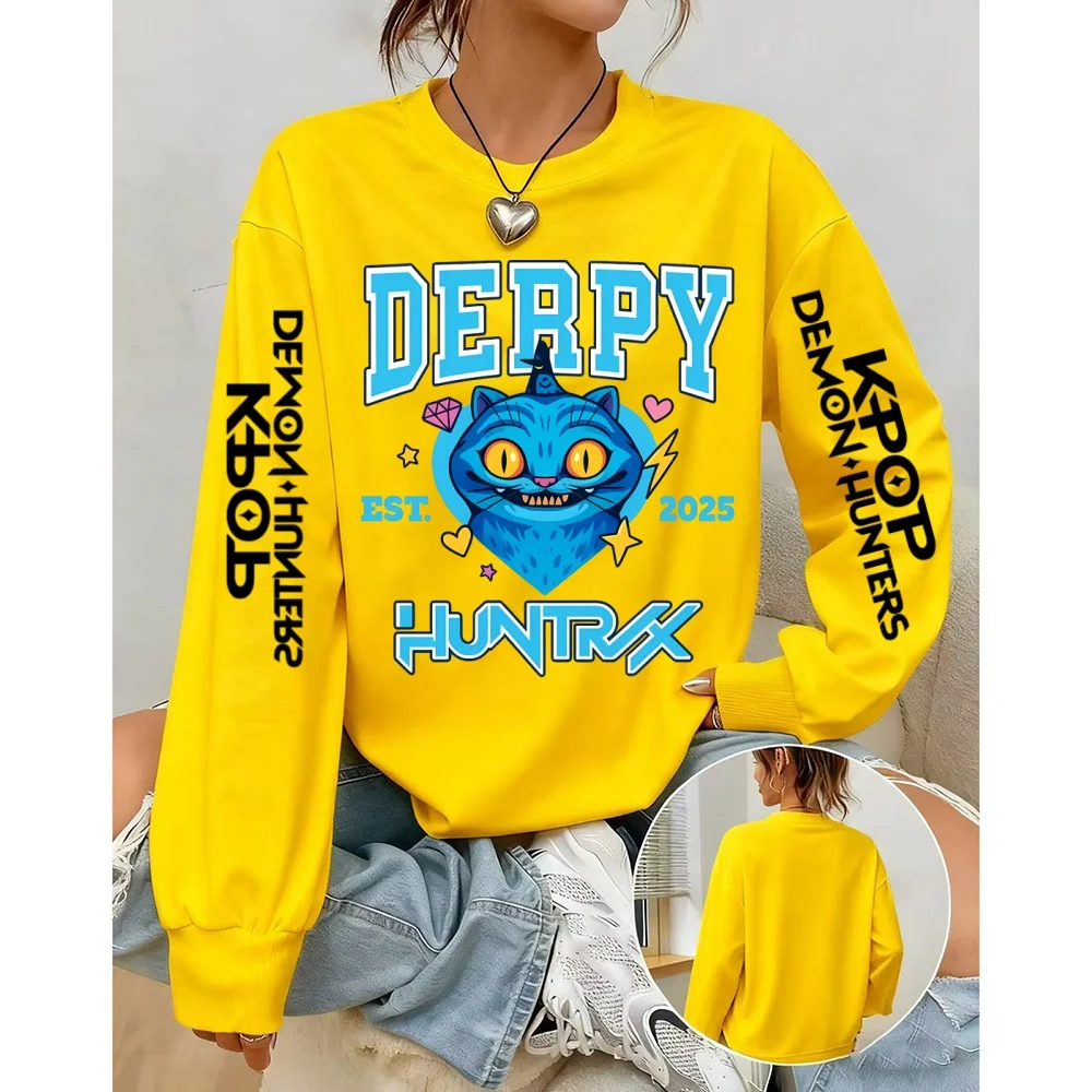 ديربي الأزرق النمر اللعب مع وعاء مطبوعة لطيف البلوز Kpop شيطان الصيادين قميص هوديي العصرية Harajuku Kpop النساء الملابس #5