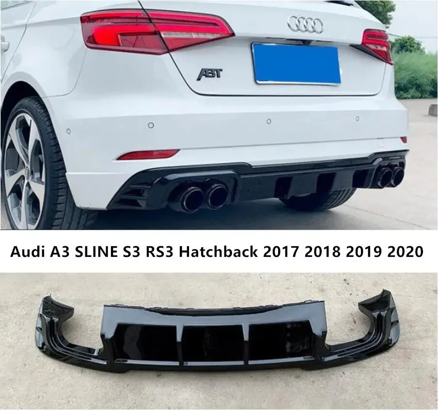 

Диффузор для заднего бампера Audi A3 SLINE S3 RS3 Hatchback 2017-2020, спойлер для двери багажника из АБС-углеродного волокна