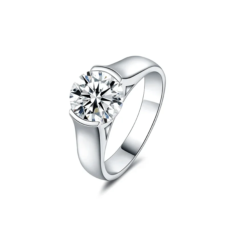 

100% Plata de Ley 925 2ct-3ct Moissanite anillo de boda nupcial para mujer ajuste de bisel 8-9mm