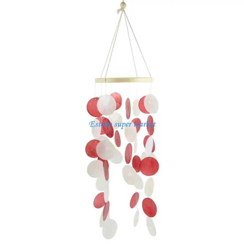 090B قذائف طبيعية مصنوعة يدويًا زخارف الرياح لغرفة النوم والشرفة