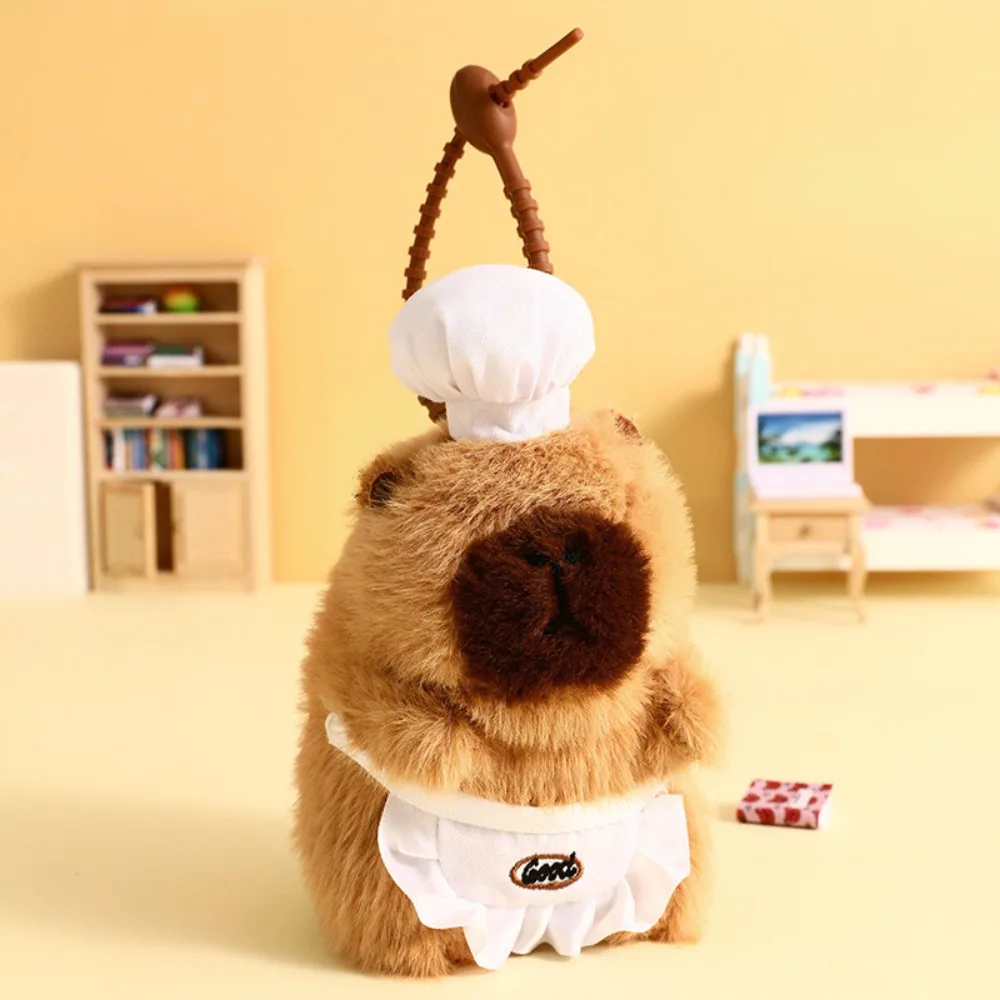 Cozinhar capivara pingente de pelúcia batatas fritas comida capivara chaveiro de pelúcia croissant adorável capivara plushie boneca meninas brinquedo