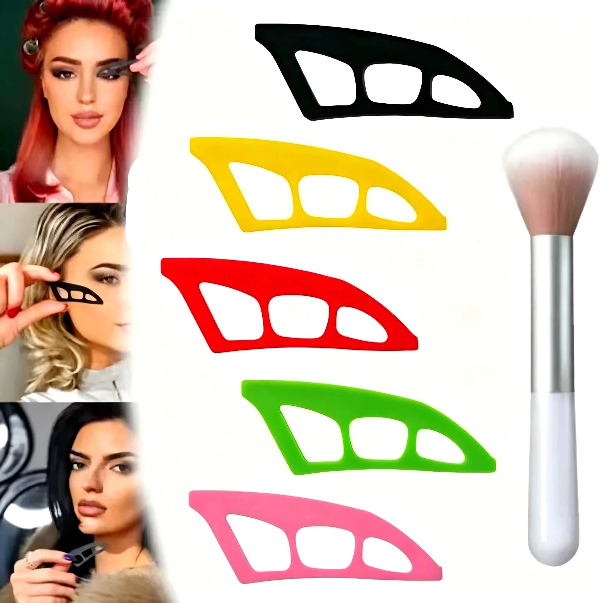 Eyeshadow Stencil Kit with Makeup Brush, 4 Styles Reusable Eye Makeup Auxiliary Template, Easy Eye Shadow Guide Tool for Beginners, Perfect Gift for Makeup Lovers, Christmas & Birthday
