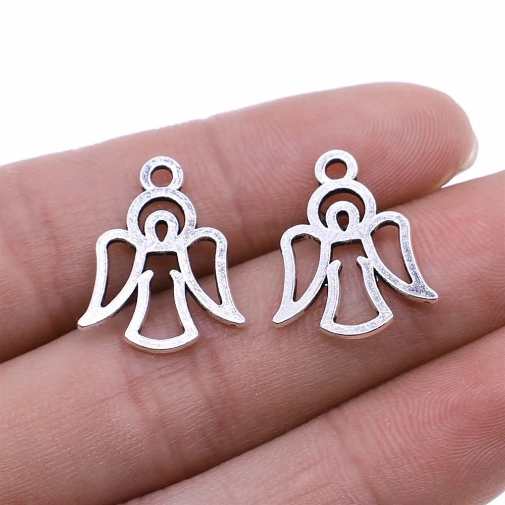 20 sztuk anioł Charms Antique srebrny kolor anioł Charms wisiorki dla bransoletki aniołów Charms Making biżuteria — zdjęcie 2