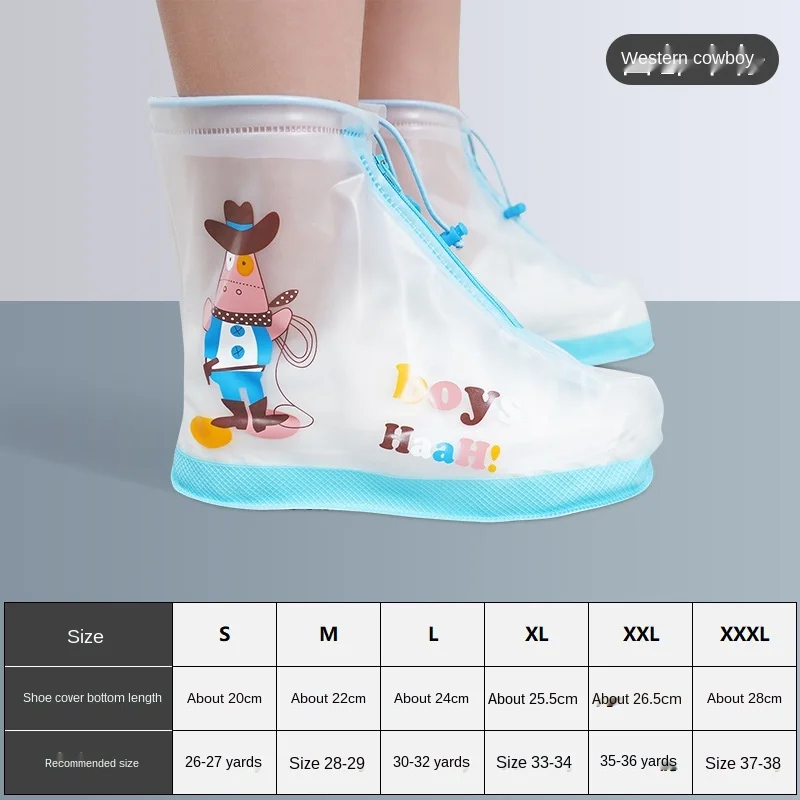 Children\'s Rain Boot Covers Kids Girls Boys Non-Slip Thickened Student Wear-Resistant Rain Boot Shoes Covers Cartoon Shoes Cover