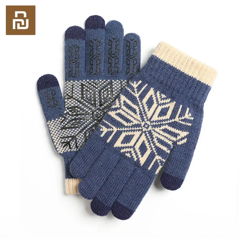 Xiaomi-guantes de punto de invierno para hombre, manopla de dedo completo para pantalla táctil, gruesa, mantiene el calor, de lana sólida, de negocios, de alta calidad