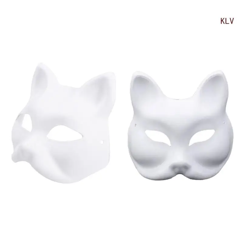 Masque enraciné pour femme, masque de chat peint à la main bricolage, demi-masque d'Halloween, cosplay anime japonais, masade Tim
