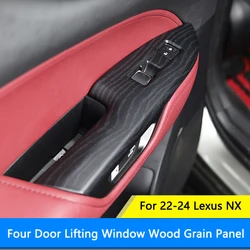QHCP Car Window Lift Button Panel Four Doors Central Gear Shift Panel Frame Covers ABS For Lexus NX 2022-2024 Interior Accessory