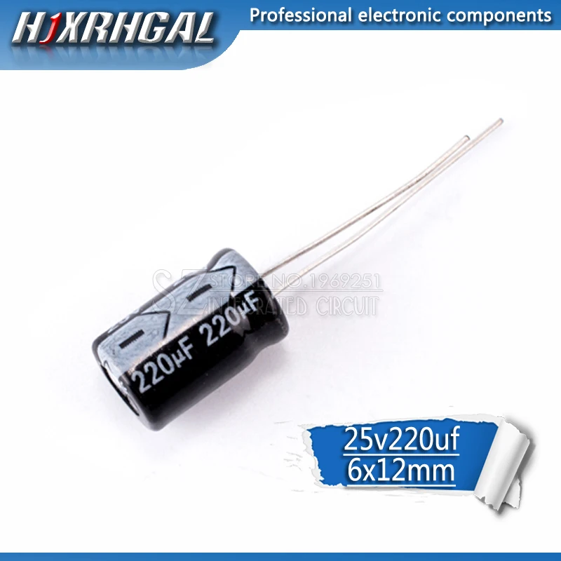 10PCS Higt quality 25V220UF 6*12mm 220UF 25V 6*12 Electrolytic capacitor hjxrhgal