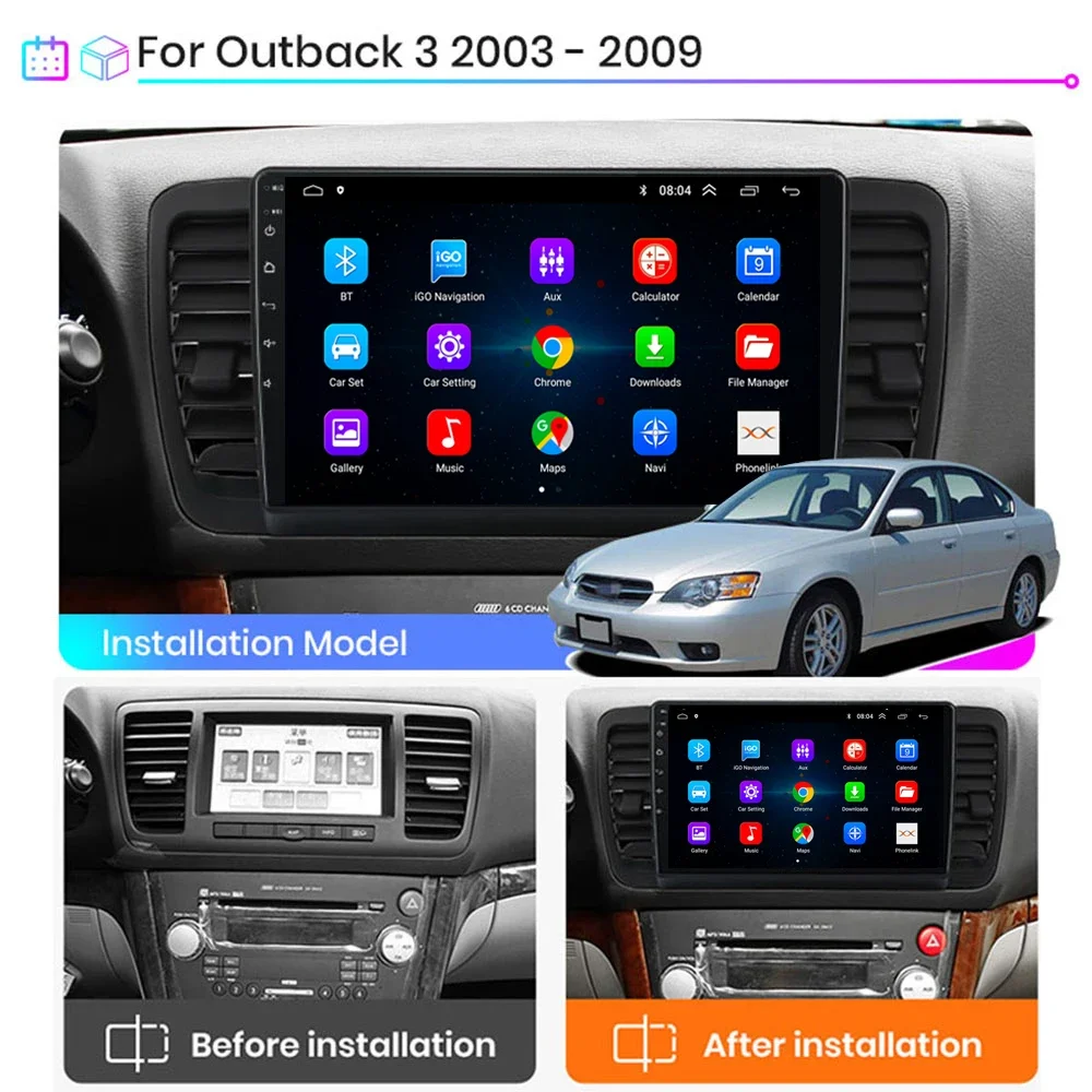 Android 13 สําหรับSubaru Outback 3 Legacy 4 2004 2005 2007 2008 2009 รถวิทยุเครื่องเล่นวิดีโอมัลติมีเดียระบบนําทางGPS DVD IPS 2Din