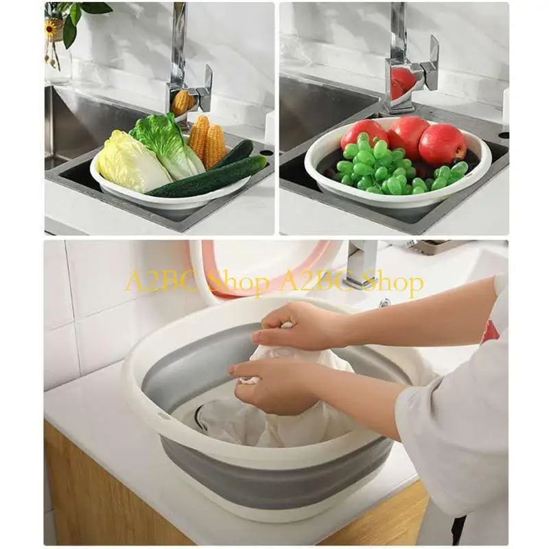 A2BC 3 Size Multi-purpose Folding Wash Basin Outdoor Travel Fishing Water Container