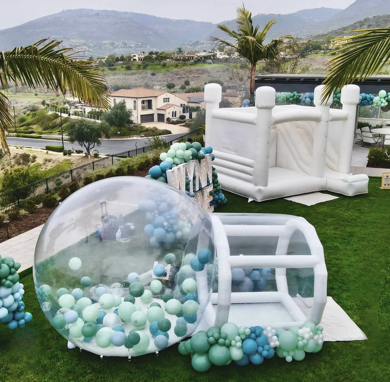 

Balloon inflatable bubble house with trampoline and transparent dome PVC material