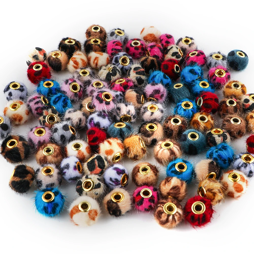 10pcs Large Hole Plush Leopard Beads Loose Spacer Charm Beads For Jewelry Making DIY Necklace Bracelet Jewelry Accessories