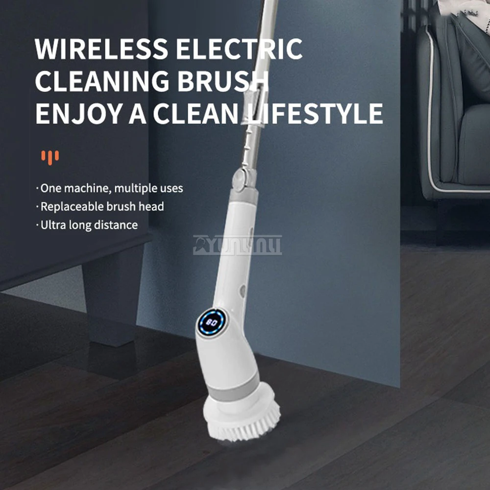 Handheld Cordless Electric Cleaning Brush 8 In 1 Electric Spin Cleaner Toilet Kitchen Cleaning Tool