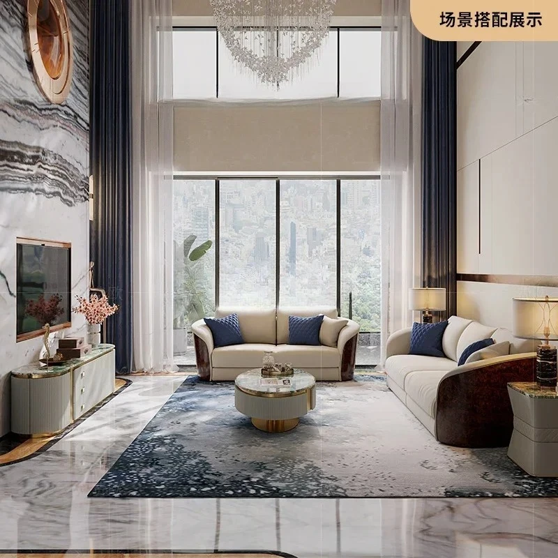 

XZZLight luxury TV cabinet large apartment marble living room post-modern Italian floor cabinet coffee table combination