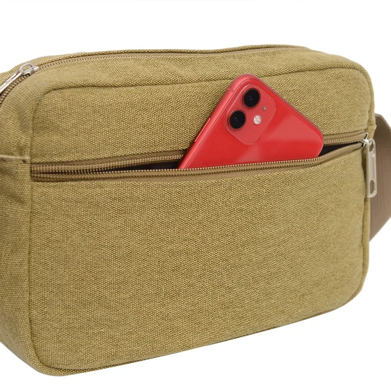 Men's Canvas Shoulder Bag Casual Multi-Pocket Messenger Bag Travel Crossbody Sling Bag Fashion Tote Sports Gym Handbag